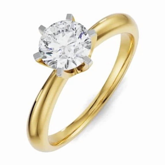 IGI Certified 2 Carat Round Cut Lab Grown Diamond Proposal Ring for Ladies Solid 10K Yellow Gold |Stylish Solitaire Diamond Engagement Ring | Size 11.5 Diamond-Capitals