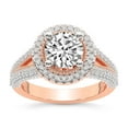 thumbnail image 1 of IGI Certified 2 Carat Round Shape Lab Grown Diamond Engagement Ring | 14K Rose Gold | Opulenté Antique Halo Diamond Ring | FG-VS Quality Friendly Diamonds, 1 of 8