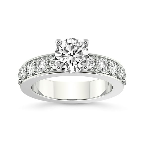 IGI Certified 2 Carat Round Shape Lab Grown Diamond Engagement Ring | 14K White Gold | Alfreda Half Eternity Diamond Ring | FG-VS1-VS2 Quality Friendly Diamonds
