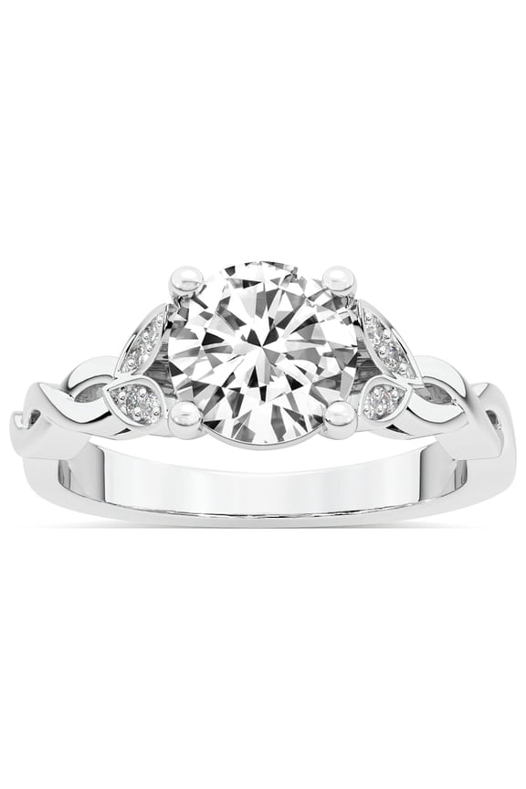 IGI Certified 2 Carat Round Shape Lab Grown Diamond Engagement Ring | 14K White Gold |Letitia Side Stone Diamond Ring | FG-VS1-VS2 Quality Friendly Diamonds
