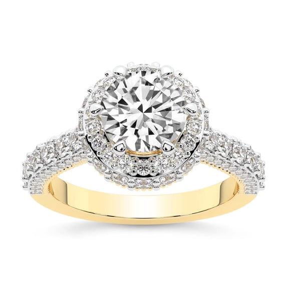 IGI Certified 2 Carat Round Shape Lab Grown Diamond Engagement Ring | 14K Yellow Gold | Luxoré Vintage Allure Diamond Ring | FG-VS1-VS2 Quality Friendly Diamonds