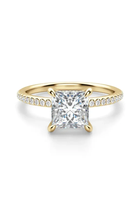 IGI Certified 2 carat Princess Shape Lab Grown Diamond Engagement ring | 14K Yellow Gold | Solitaire Lab Diamond Ring | G - VS2