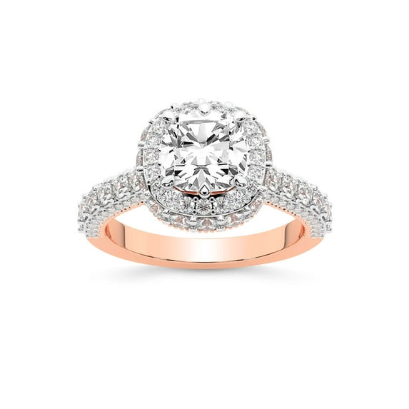 IGI Certified 3 Carat Cushion Shape Lab Grown Diamond Engagement Ring | 14K Rose Gold | Luxoré Vintage Allure Diamond Ring | FG-VS1-VS2 Quality Friendly Diamonds
