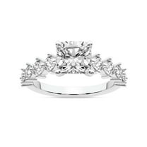IGI Certified 3 Carat Cushion Shape Lab Grown Diamond Engagement Ring | 14K White Gold | Edna Side Stone Diamond Ring | FG-VS1-VS2 Quality Friendly Diamonds