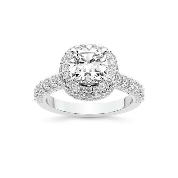 IGI Certified 3 Carat Cushion Shape Lab Grown Diamond Engagement Ring | 14K White Gold | Luxoré Vintage Allure Diamond Ring | FG-VS1-VS2 Quality Friendly Diamonds