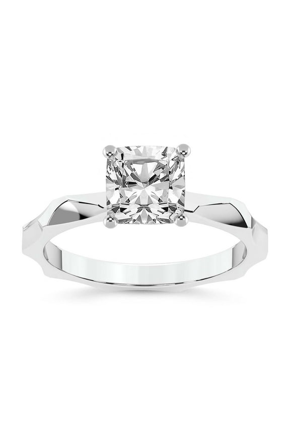 IGI Certified 3 Carat Cushion Shape Lab Grown Diamond Engagement Ring | 14K White Gold | Magnolia Texture Solitaire Diamond Ring | FG-VS1-VS2 Quality Friendly Diamonds