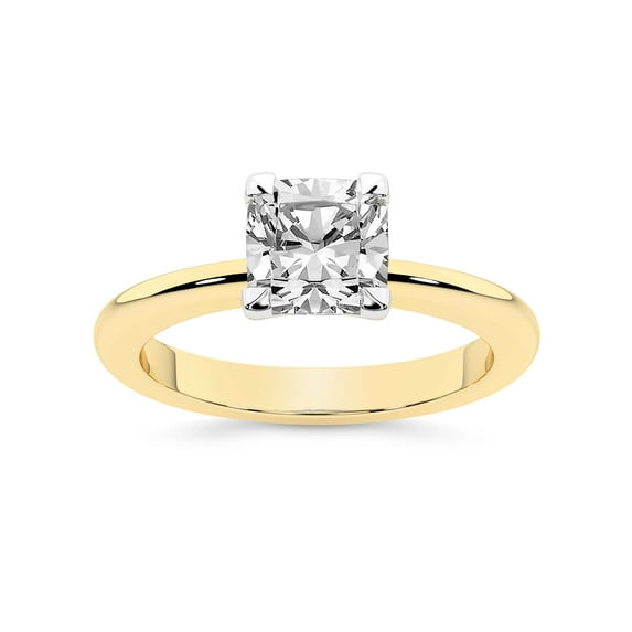 IGI Certified 3 Carat Cushion Shape Lab Grown Diamond Engagement Ring | 14K Yellow Gold | Cordelia Knife Edge Solitaire Diamond Ring | FG-VS1-VS2 Quality Friendly Diamonds