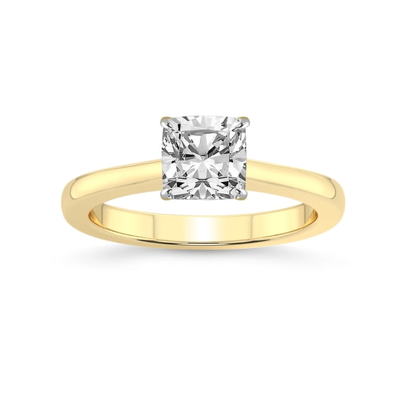 IGI Certified 3 Carat Cushion Shape Lab Grown Diamond Engagement Ring | 14K Yellow Gold | Demi Four Prong Lab Diamond Ring | FG-VS1-VS2 Quality Friendly Diamonds