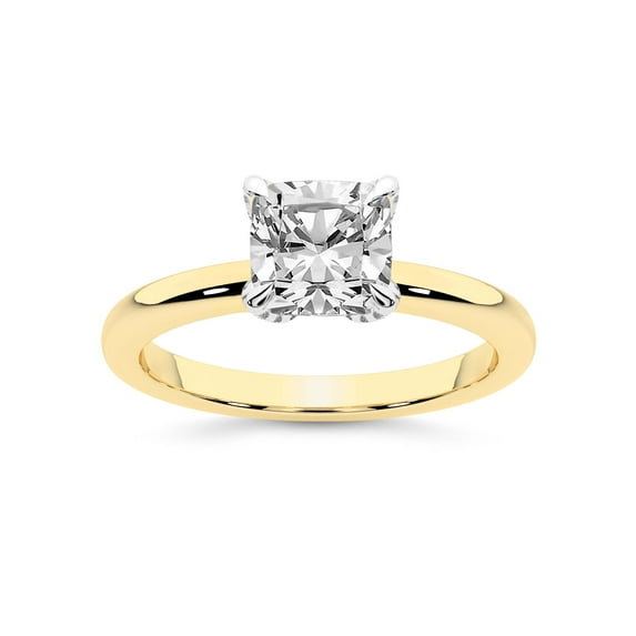 IGI Certified 3 Carat Cushion Shape Lab Grown Diamond Engagement Ring | 14K Yellow Gold | Mabel Petal Solitaire Diamond Ring | FG-VS1-VS2 Quality Friendly Diamonds