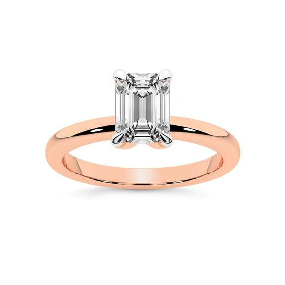 IGI Certified 3 Carat Emerald Shape Lab Grown Diamond Engagement Ring | 14K Rose Gold | Matilda Leaf Petal Solitaire Diamond Ring | FG-VS1-VS2 Quality Friendly Diamonds