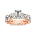 thumbnail image 1 of IGI Certified 3 Carat Emerald Shape Lab Grown Diamond Engagement Ring | 14K Rose Gold | Skylar Side Stone Encrusted Diamond Ring | FG-VS Quality Friendly Diamonds, 1 of 6