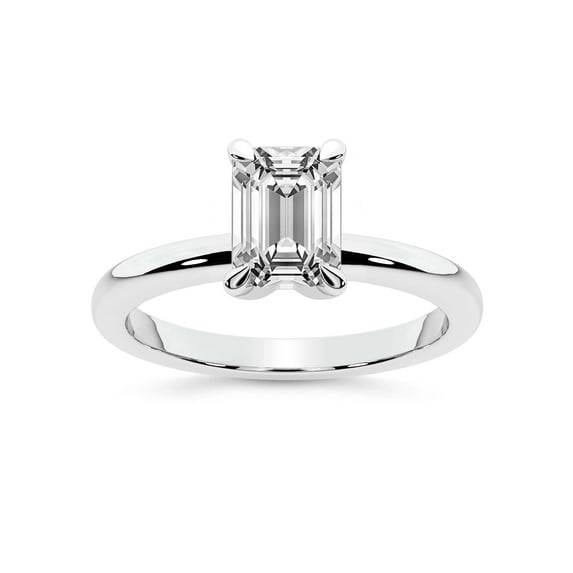 IGI Certified 3 Carat Emerald Shape Lab Grown Diamond Engagement Ring | 14K White Gold | Matilda Leaf Petal Solitaire Diamond Ring | FG-VS1-VS2 Quality Friendly Diamonds