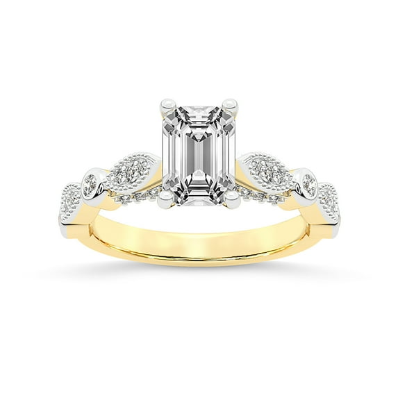 IGI Certified 3 Carat Emerald Shape Lab Grown Diamond Engagement Ring | 14K Yellow Gold |Larisa Side Stone Diamond Ring | FG-VS1-VS2 Quality Friendly Diamonds