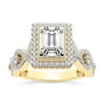 thumbnail image 1 of IGI Certified 3 Carat Emerald Shape Lab Grown Diamond Engagement Ring | 14K Yellow Gold | Prestigia Criss Cross Halo Diamond Ring | FG-VS1-VS2 Quality Friendly Diamonds, 1 of 6