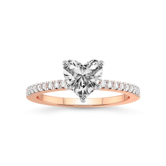 IGI Certified 3 Carat Heart Shape Lab Grown Diamond Engagement Ring | 14K Rose Gold | Jia Secret Double Halo Eternity Lab Diamond Ring | FG-VS1-VS2 Quality Friendly Diamonds