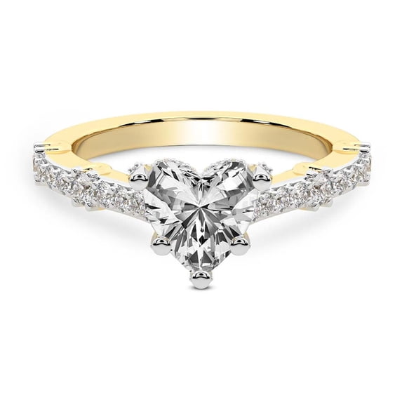IGI Certified 3 Carat Heart Shape Lab Grown Diamond Engagement Ring | 14K Yellow Gold | Odyssey Hidden Halo Diamond Ring | FG-VS1-VS2 Quality Friendly Diamonds