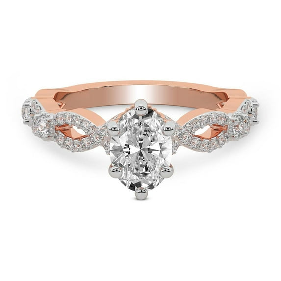 IGI Certified 3 Carat Oval Shape Lab Grown Diamond Engagement Ring | 14K Rose Gold | Aristea Elite Milgrain Diamond Ring | FG-VS1-VS2 Quality Friendly Diamonds