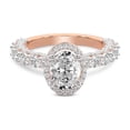 thumbnail image 1 of IGI Certified 3 Carat Oval Shape Lab Grown Diamond Engagement Ring | 14K Rose Gold | Enchanté Side Stones Halo Diamond Ring | FG-VS1-VS2 Quality Friendly Diamonds, 1 of 5