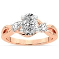 thumbnail image 1 of IGI Certified 3 Carat Oval Shape Lab Grown Diamond Engagement Ring | 14K Rose Gold | Odette Three Stone Bypass Diamond Ring | FG-VS1-VS2 Quality Friendly Diamonds, 1 of 5