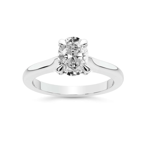 IGI Certified 3 Carat Oval Shape Lab Grown Diamond Engagement Ring | 14K White Gold | Agnes Criss Cross Prong Solitaire Diamond Ring | FG-VS1-VS2 Quality Friendly Diamonds