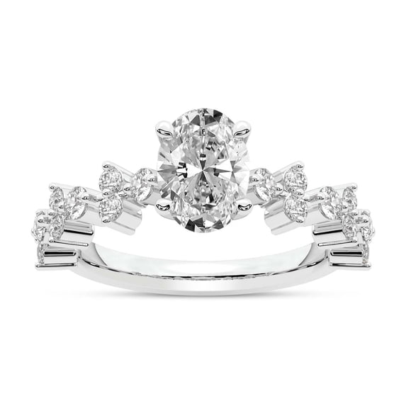 IGI Certified 3 Carat Oval Shape Lab Grown Diamond Engagement Ring | 14K White Gold | Dorothea Side Stone Diamond Ring | FG-VS1-VS2 Quality Friendly Diamonds