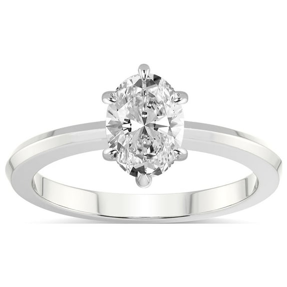IGI Certified 3 Carat Oval Shape Lab Grown Diamond Engagement Ring | 14K White Gold | Eva Six Prong Knife Edge Lab Diamond Ring | FG-VS1-VS2 Quality Friendly Diamonds