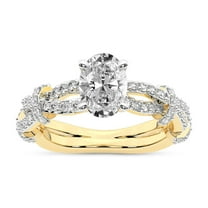 IGI Certified 3 Carat Oval Shape Lab Grown Diamond Engagement Ring | 14K Yellow Gold | Charlotte Double Twist Side Stone Diamond Ring | FG-VS1-VS2 Quality Friendly Diamonds