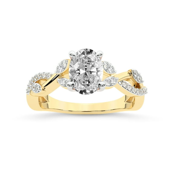 IGI Certified 3 Carat Oval Shape Lab Grown Diamond Engagement Ring | 14K Yellow Gold | Harlow Twisted Shank Diamond Ring| FG-VS1-VS2 Quality Friendly Diamonds