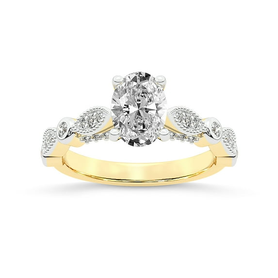 IGI Certified 3 Carat Oval Shape Lab Grown Diamond Engagement Ring | 14K Yellow Gold |Larisa Side Stone Diamond Ring | FG-VS1-VS2 Quality Friendly Diamonds