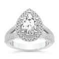 thumbnail image 1 of IGI Certified 3 Carat Pear Shape Lab Grown Diamond Engagement Ring | 14K White Gold | Opulenté Antique Halo Diamond Ring | FG-VS Quality Friendly Diamonds, 1 of 6