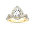 thumbnail image 1 of IGI Certified 3 Carat Pear Shape Lab Grown Diamond Engagement Ring | 14K Yellow Gold | Prestigia Criss Cross Halo Diamond Ring | FG-VS1-VS2 Quality Friendly Diamonds, 1 of 6