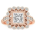 thumbnail image 1 of IGI Certified 3 Carat Princess Shape Lab Grown Diamond Engagement Ring | 14K Rose Gold | Bloom Vintage Halo Lab Diamond Ring | FG-VS1-VS2 Quality Friendly Diamonds, 1 of 5