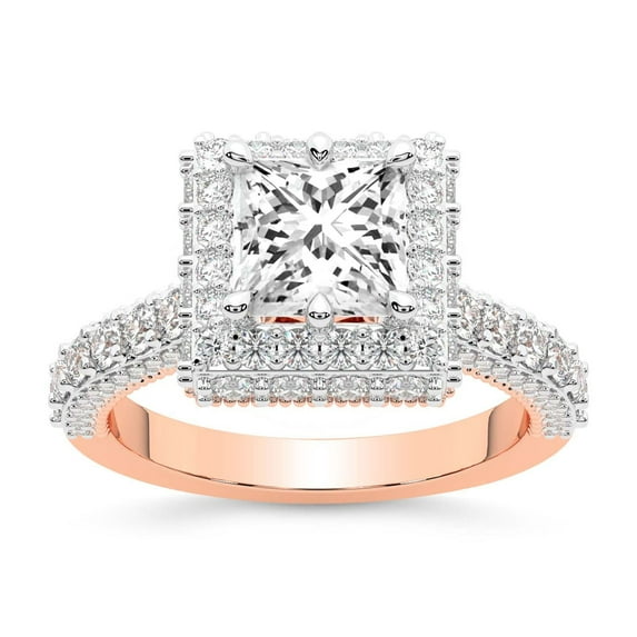 IGI Certified 3 Carat Princess Shape Lab Grown Diamond Engagement Ring | 14K Rose Gold | Luxoré Vintage Allure Diamond Ring | FG-VS1-VS2 Quality Friendly Diamonds