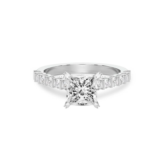 IGI Certified 3 Carat Princess Shape Lab Grown Diamond Engagement Ring | 14K White Gold | Austria Cathedral Diamond Ring | FG-VS1-VS2 Quality Friendly Diamonds