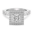 thumbnail image 1 of IGI Certified 3 Carat Princess Shape Lab Grown Diamond Engagement Ring | 14K White Gold | Crowned Cresta Double Halo Diamond Ring | FG-VS1-VS2 Quality Friendly Diamonds, 1 of 5