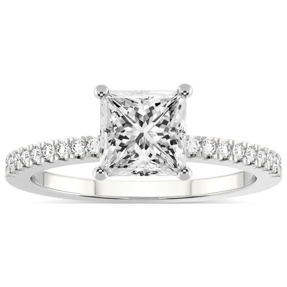IGI Certified 3 Carat Princess Shape Lab Grown Diamond Engagement Ring | 14K White Gold | Jia Secret Double Halo Eternity Lab Diamond Ring | FG-VS1-VS2 Quality Friendly Diamonds