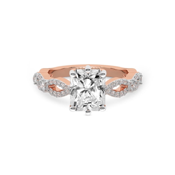 IGI Certified 3 Carat Radiant Shape Lab Grown Diamond Engagement Ring | 14K Rose Gold | Aristea Elite Milgrain Diamond Ring | FG-VS1-VS2 Quality Friendly Diamonds