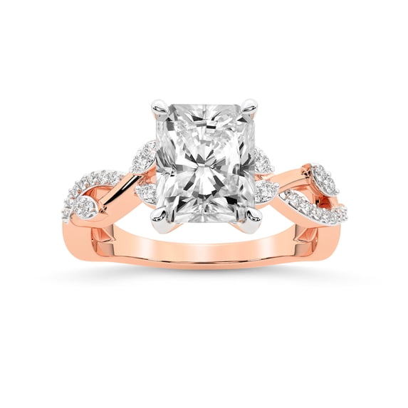 IGI Certified 3 Carat Radiant Shape Lab Grown Diamond Engagement Ring | 14K Rose Gold | Harlow Twisted Shank Diamond Ring| FG-VS1-VS2 Quality Friendly Diamonds