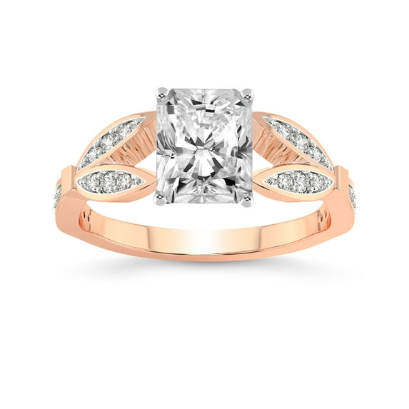 IGI Certified 3 Carat Radiant Shape Lab Grown Diamond Engagement Ring | 14K Rose Gold | Nova Split Shank Vintage Diamond Ring | FG-VS Quality Friendly Diamonds