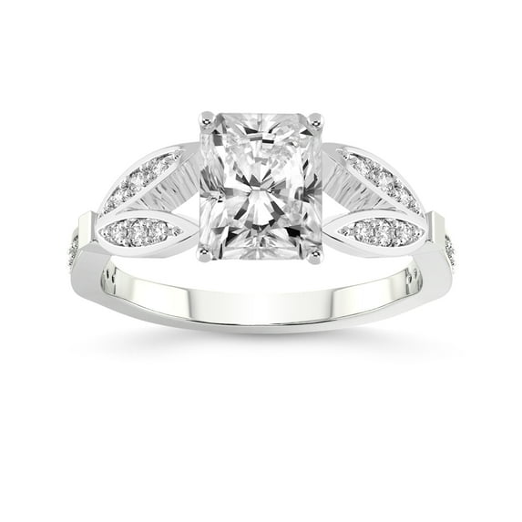 IGI Certified 3 Carat Radiant Shape Lab Grown Diamond Engagement Ring | 14K White Gold | Nova Split Shank Vintage Diamond Ring | FG-VS Quality Friendly Diamonds