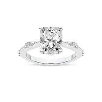 IGI Certified 3 Carat Radiant Shape Lab Grown Diamond Engagement Ring | 14K White Gold | Theodora Six Prong Side Stone Diamond Ring | FG-VS1-VS2 Quality Friendly Diamonds