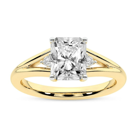 IGI Certified 3 Carat Radiant Shape Lab Grown Diamond Engagement Ring | 14K Yellow Gold | Erica Swan Split Shank Diamond Ring | FG-VS1-VS2 Quality Friendly Diamonds