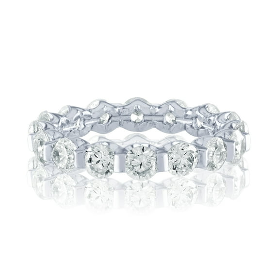 IGI Certified 3 Carat Round Diamond Single Prong Eternity Band in 14k White Gold Size 5
