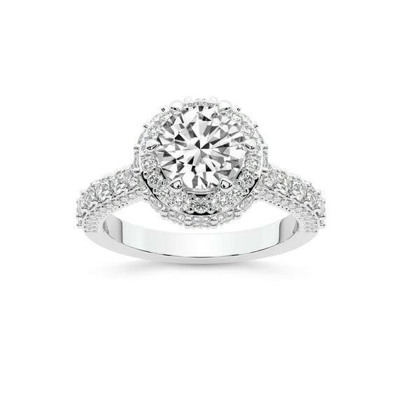 IGI Certified 3 Carat Round Shape Lab Grown Diamond Engagement Ring | 14K White Gold | Luxoré Vintage Allure Diamond Ring | FG-VS1-VS2 Quality Friendly Diamonds