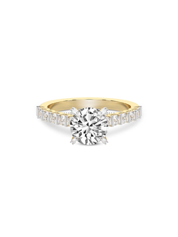 IGI Certified 3 Carat Round Shape Lab Grown Diamond Engagement Ring | 14K Yellow Gold | Austria Cathedral Diamond Ring | FG-VS1-VS2 Quality Friendly Diamonds