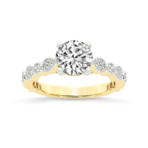 IGI Certified 3 Carat Round Shape Lab Grown Diamond Engagement Ring | 14K Yellow Gold | Filippa Milgrain Diamond Ring | FG-VS1-VS2 Quality Friendly Diamonds