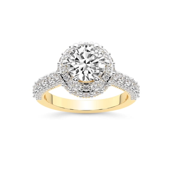 IGI Certified 3 Carat Round Shape Lab Grown Diamond Engagement Ring | 14K Yellow Gold | Luxoré Vintage Allure Diamond Ring | FG-VS1-VS2 Quality Friendly Diamonds