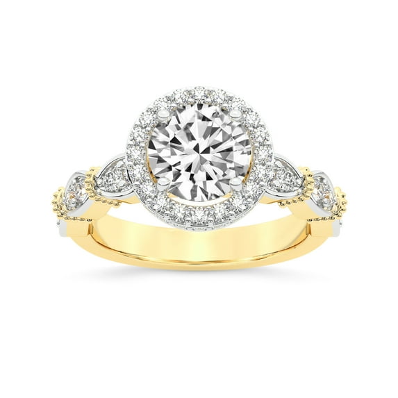 IGI Certified 3 Carat Round Shape Lab Grown Diamond Engagement Ring | 14K Yellow Gold |Micaela Halo Diamond Ring | FG-VS1-VS2 Quality Friendly Diamonds