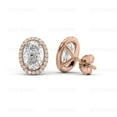 thumbnail image 1 of IGI Certified 4.00 Ct Oval Cut Lab-Grown Diamond Halo Stud Earrings – 14K Rose Gold | Women's Earrings, 1 of 6