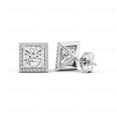 thumbnail image 1 of IGI Certified 4.00 Ct Princess Cut Lab-Grown Diamond Halo Stud Earrings – 14K White Gold | Women's Earrings, 1 of 6